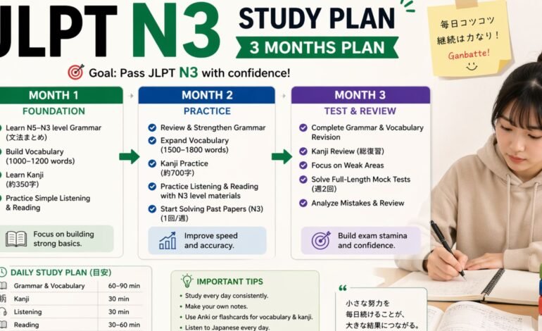 JLPT N3 Study Plan in 3 Months: Syllabus, Tips & Strategy 2026
