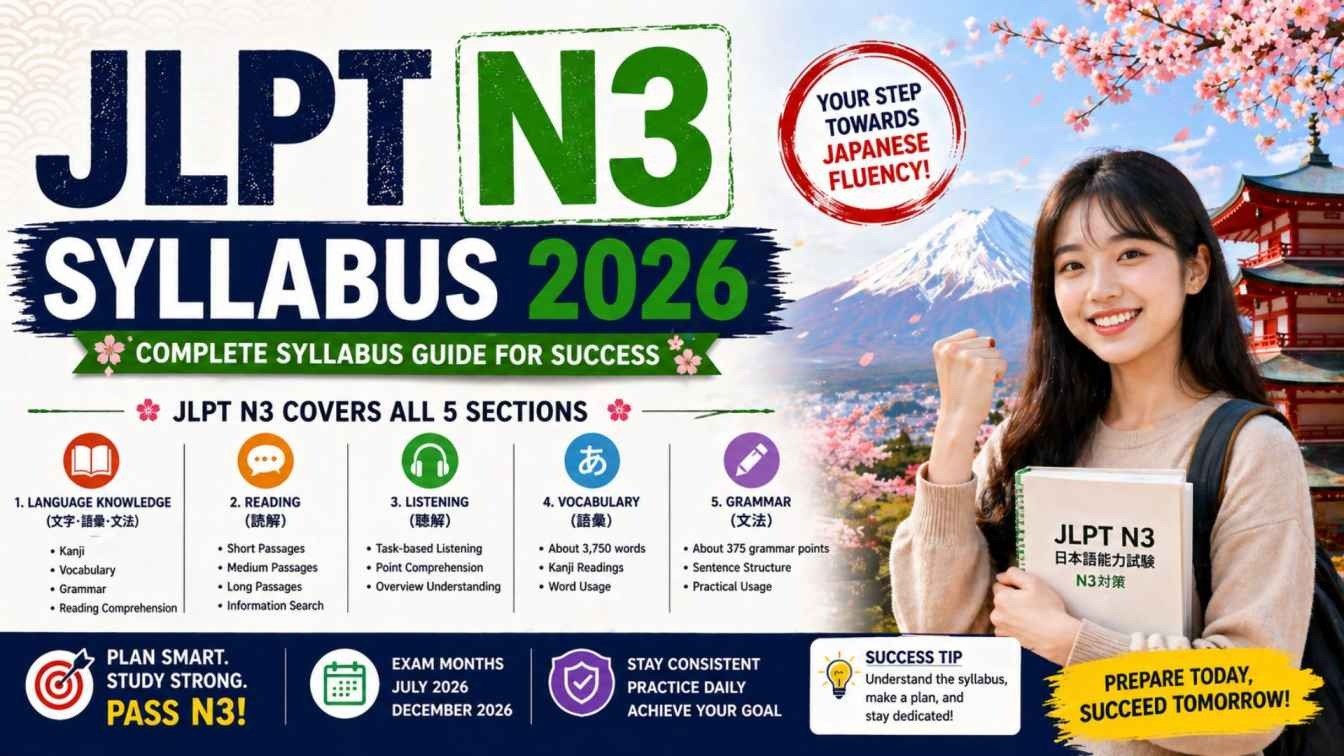 JLPT N3 Syllabus 2026: Kanji, Vocabulary, Grammar & Exam Guide